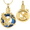 constantlife Eagle Cremation Jewelry Urn Necklace for Ashes Stainless Steel Crystal Circle Memorial Pendant Loss Human Pet Eternity Keepsake Gift for Women Men (Customize) view 2