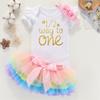 Acwssit Half Way To One Birthday 6 Month Birthday Baby Girl Outfit Half Year Tutu Clothes White Bodysuit Rainbow Skirt 6 Months view 2