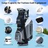 Goplus Golf Cart Bag with 14-Way Top Dividers, Golf Club Bag with 7 Zippered Pockets Including Cooler Bag, Rain Hood, Carry Handles, Detachable Shoulder Strap, Lightweight Golf Bag for Men Women view 3