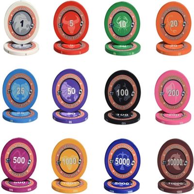 Poker Chips, Monte Carlo Counting Game Chips with Denominations for Texas Holdem Blackjack Casino Gambling, Casino Games Ceramics Gambling Chips ( Size : 100PCS chips face value $1+$5+$10+$20 )