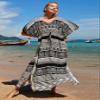 Ailaoyou Women Tie-dye Print Cover Up V Neck Batwing Sleeve Moo Moo for Women Plus Size Beach Kaftan House Dresses (A0,US,Alpha,XXL,XX-Large,Regular,Regular) view 2