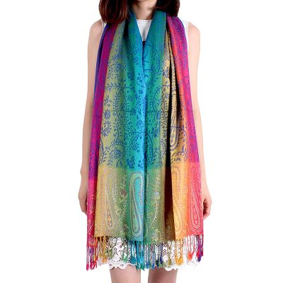Women's Retro Vintage Pattern Tassel Poncho Shawl Cape Wraps For Women Scarfs for Women Fall Winter Scarves (E, A)