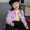 AMIMOJY Little/Big Kids Boys And Girls Long Sleeved Coral Fleece Jacket Stand Collar Zipper Stripe Pattern (Purple-1, 2-3 Years) view 3