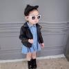 AMIMOJY Toddler Outwear Baby Coat Clothes Winter Girls Kids Autumn Leather Turn Down Jacket Short Girls (Black-3, 12-18 Months) view 3