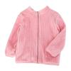 AMIMOJY Little/Big Kids Boys And Girls Long Sleeved Coral Fleece Jacket Stand Collar Zipper Stripe Pattern (Red-1, 3-4 Years) view 1