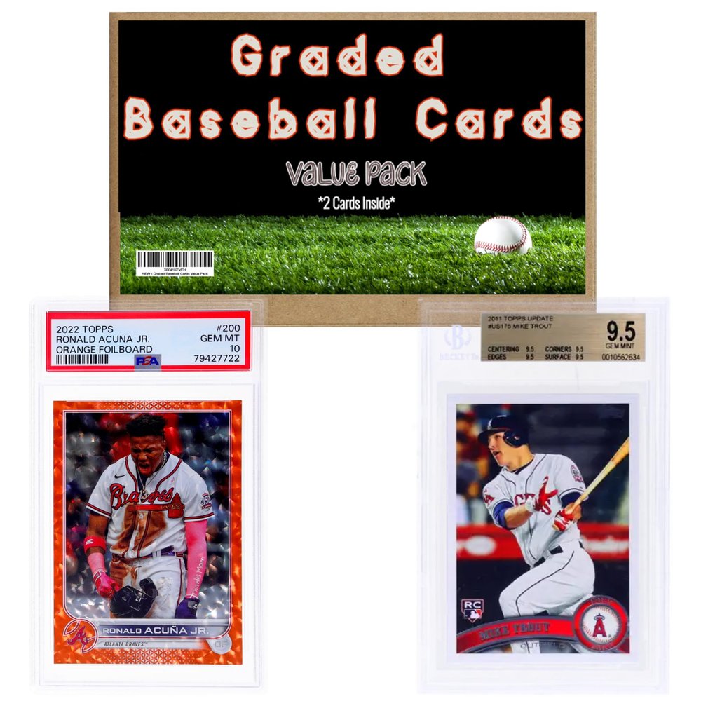 Graded Baseball Cards Value Pack & Gift SetContains 2 Graded Baseball Cards with Chance for Autographs, Refractors, PSA 10 & MoreCollection Starter Ideal for New Collectors