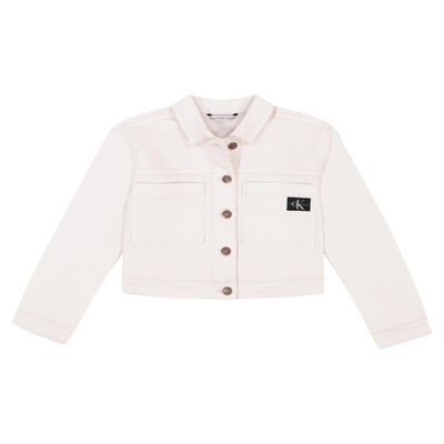 Calvin Klein Girls' Basic Jean Jacket, Stretch Denim with Button Closure, Casual Style, Orchid Tint, 8-10