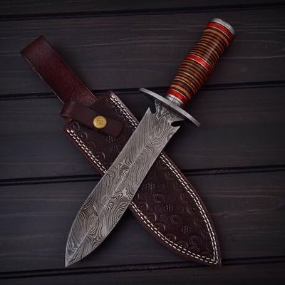 Blade Frenzy 150 Layer Custom Handmade Damascus Stack Dagger Knife with Leather Sheath