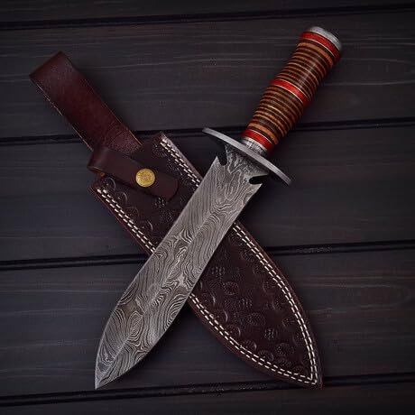 Blade Frenzy 150 Layer Custom Handmade Damascus Stack Dagger Knife with Leather Sheath