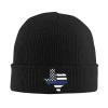 American Flag with Texas Police Blue Line Cozy Winter Essential: Hand-Knitted Hat Ultimate Warmth view 1