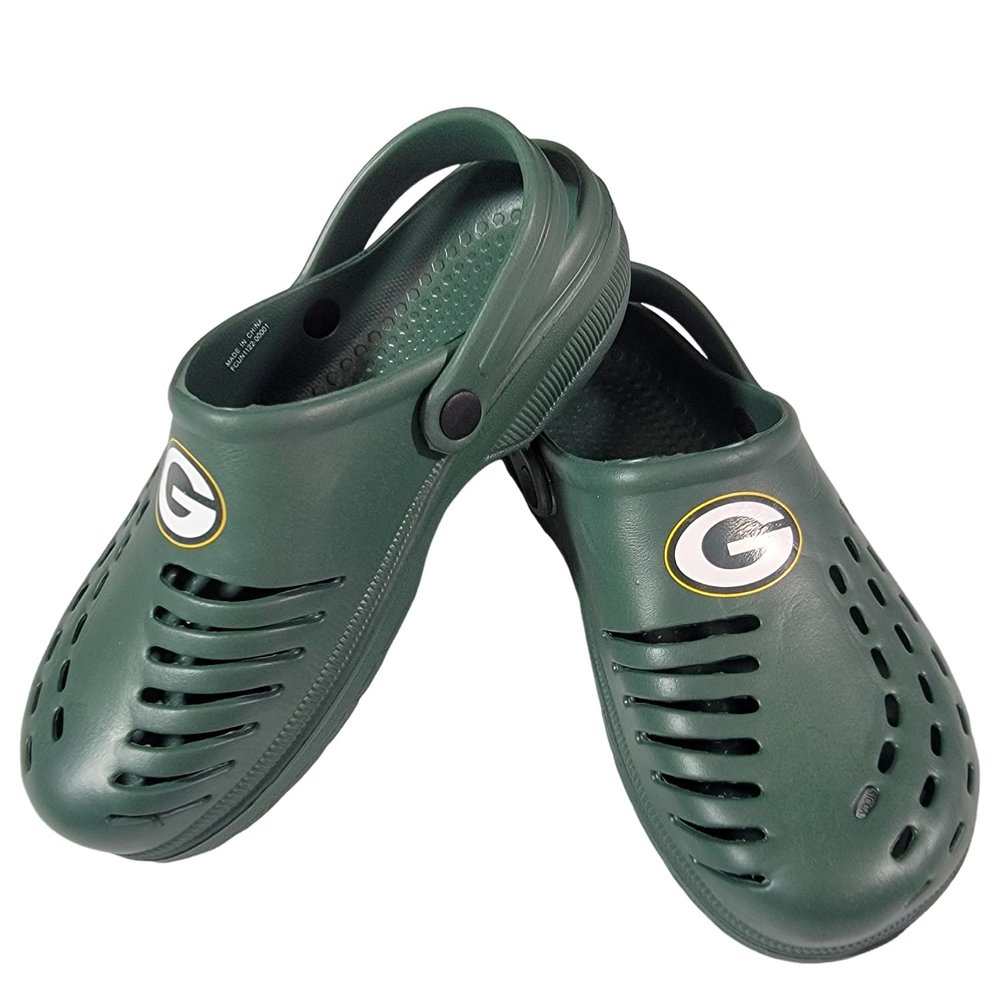 FOCO NFL Unisex-Adult Team Logo Solid Clogs with Heel Strap Comfortable Water Slip on Shoes (Green Bay Packers, US Footwear Size System, Adult, Men, Numeric Range, Medium, 13, 14)