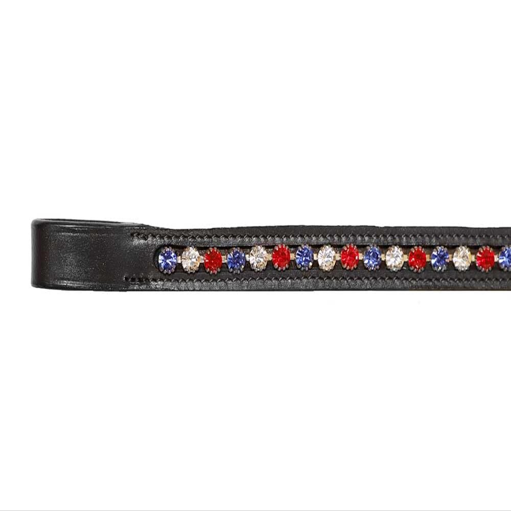 Grewal Equestrian Independent Flower Crystal Browband (Straight, Black, Cob)