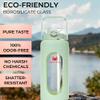 MIGHTY VESSEL 64 oz Glass Water Bottle with Straw Time Marker Half Gallon Motivational Tracker Bottles Large 2 Liter Drinking Jugs Big 2l Jug with Measurements Light Green view 3