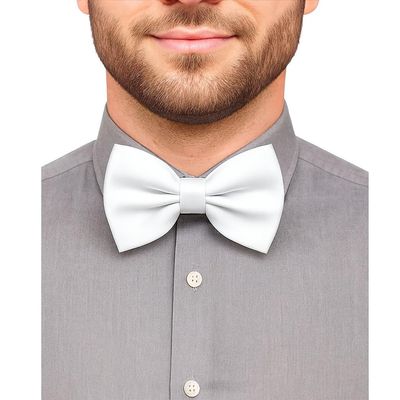 trilece Bow Ties for Men - Men's Solid Pretied Bowties for Formal Wear - Adjustable Bow Tie - White Bowtie (White)