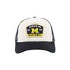 Michigan Wolverines NCAA Officially Licensed Snapback Hat Big Rig Patch White Navy Switchback view 2