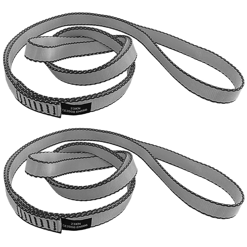 CAPARK 18MM Nylon Climbing Slings Runners 23 kN Strong Webbing Straps for Rock Climbing, Rappelling, Swing, Yoga Hammock etc (2PCS Grey, 24inch/60cm)