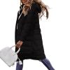 Canbebig Clearance Womens Sleeveless Quilted Long Puffer Vest Hooded Full Zip Jacket Coats with Pocke B-Black view 1