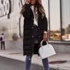 Canbebig Clearance Womens Sleeveless Quilted Long Puffer Vest Hooded Full Zip Jacket Coats with Pocke B-Black view 2