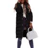 Canbebig Clearance Womens Sleeveless Quilted Long Puffer Vest Hooded Full Zip Jacket Coats with Pocke B-Black view 4
