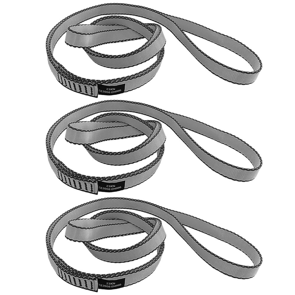 CAPARK 18MM Nylon Climbing Slings Runners 23 kN Strong Webbing Straps for Rock Climbing, Rappelling, Swing, Yoga Hammock etc (3PCS Grey, 48inch/120cm)