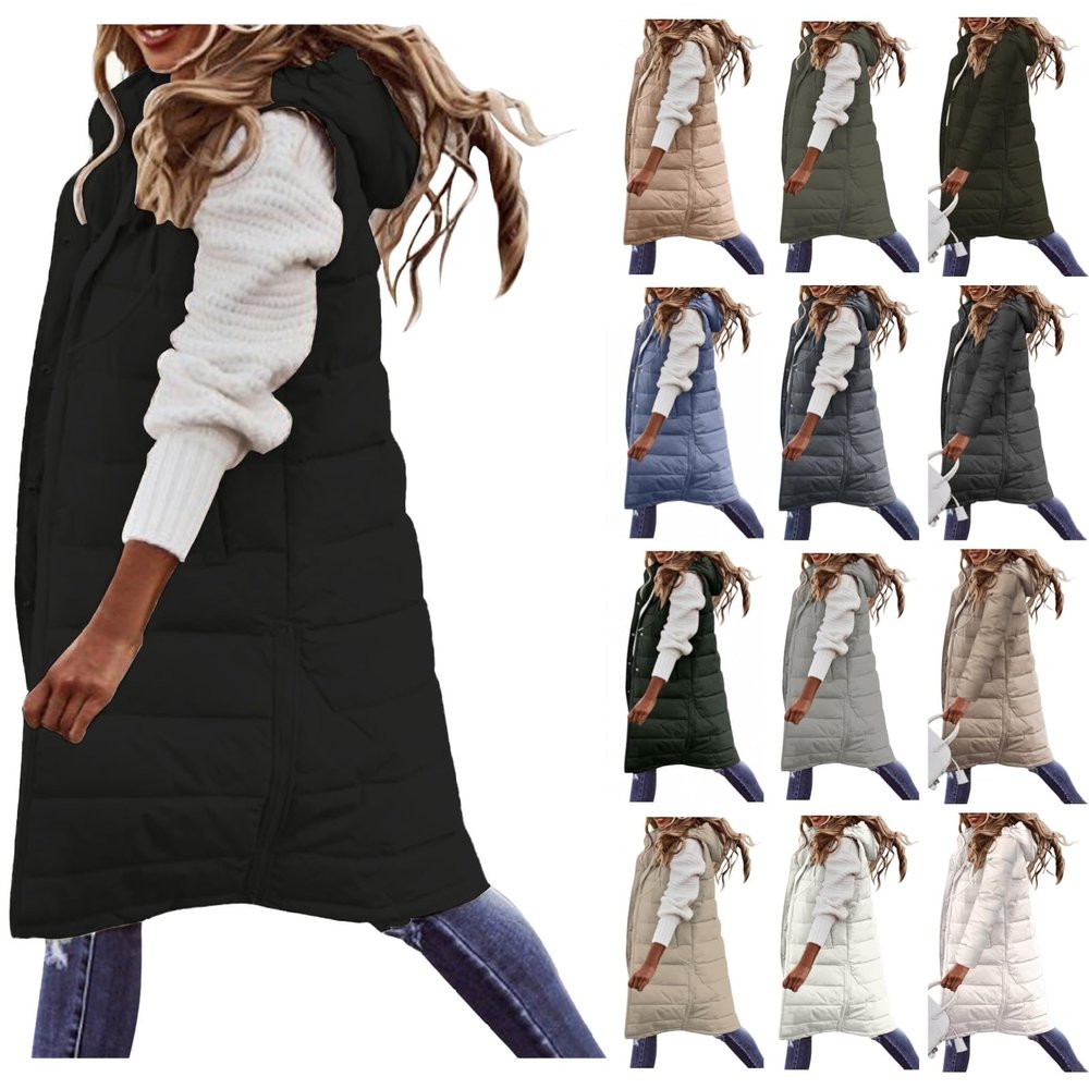 Canbebig Clearance Women's Mid-Weight Puffer Vest A-Black
