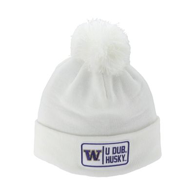 Washington Huskies NCAA Officially Licensed Pom Beanie Patch Defer White