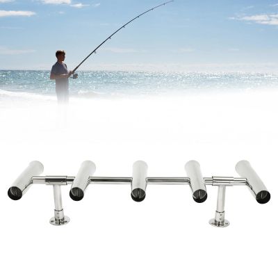 5 Tube Adjustable Fishing Rod Holders, Stainless Steel Boat Fishing Rod Holders, Fishing Rod Holder, Rod Rack Can Be Rotated 360 Deg for Boat Marine