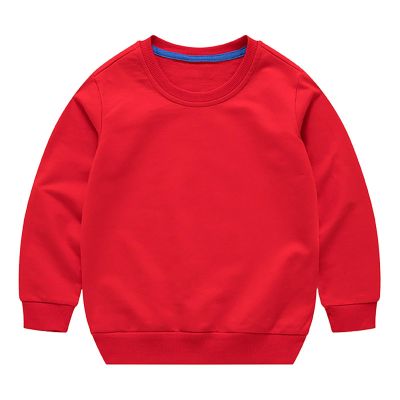 Boys Girls Sweatshirts Kids Toddler Solid Long Sleeve Pullover Crewneck Tops Shirts Fall Winter Clothes (Red, 2-3 Years)