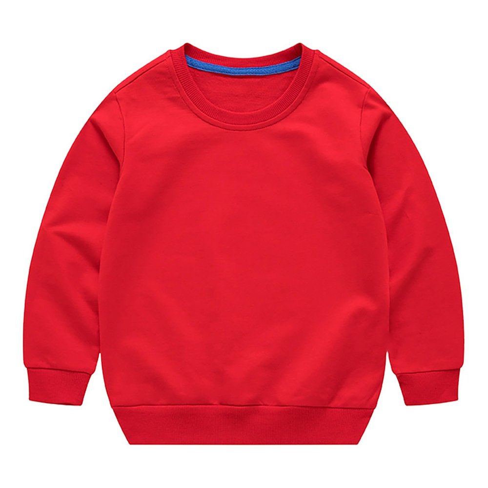 Boys Girls Sweatshirts Kids Toddler Solid Long Sleeve Pullover Crewneck Tops Shirts Fall Winter Clothes (Red, 2-3 Years)