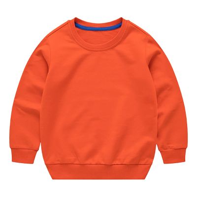 Boys Girls Sweatshirts Kids Toddler Solid Long Sleeve Pullover Crewneck Tops Shirts Fall Winter (Orange, 2-3 Years)