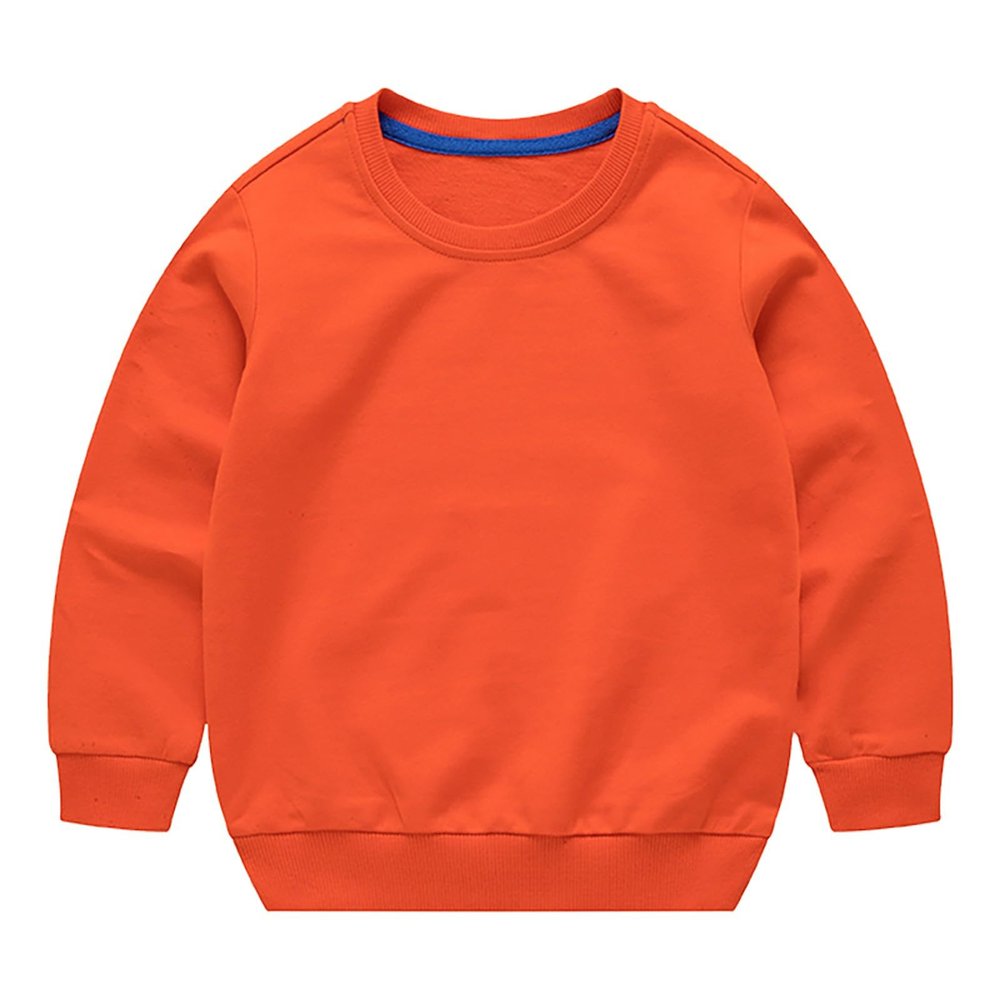 Boys Girls Sweatshirts Kids Toddler Solid Long Sleeve Pullover Crewneck Tops Shirts Fall Winter (Orange, 2-3 Years)