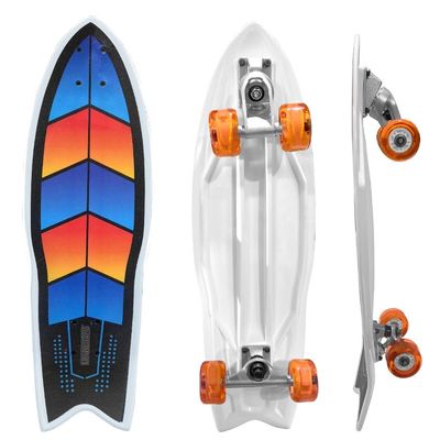 Surfskate Kids Skateboard Surf Skate Trucks for Kids Front Caster Wheel Rotates Easily for Children Great Pumping Power Heavy Duty Trucks in Rear Graphics on Grip Tape 31 Long X 9 Wide
