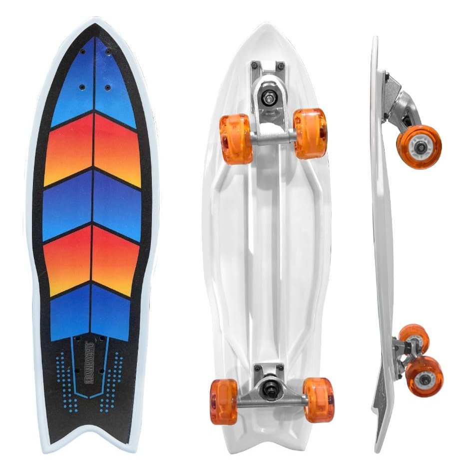 Surfskate Kids Skateboard Surf Skate Trucks for Kids Front Caster Wheel Rotates Easily for Children Great Pumping Power Heavy Duty Trucks in Rear Graphics on Grip Tape 31 Long X 9 Wide