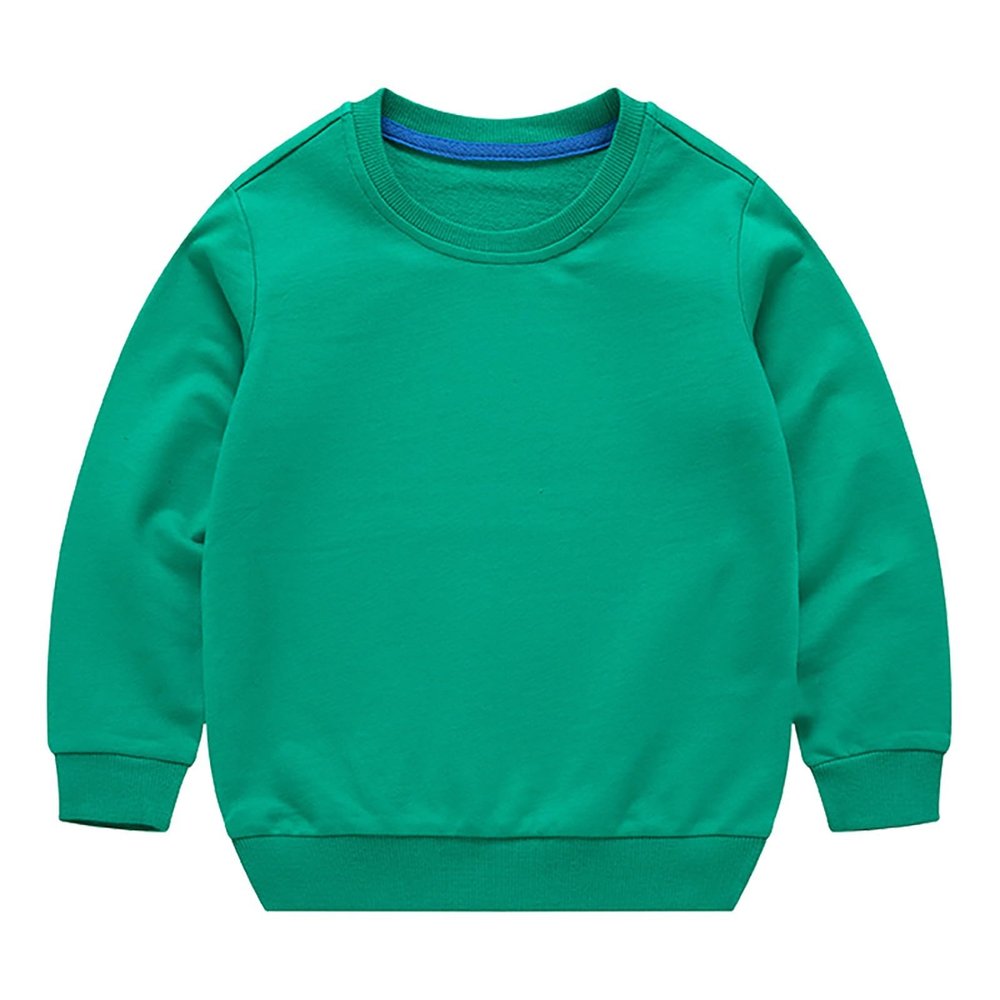 Boys Girls Sweatshirts Kids Toddler Solid Long Sleeve Pullover Crewneck Tops Shirts Fall Winter (Green, 3-4 Years)