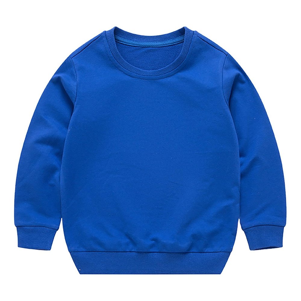 Boys Girls Sweatshirts Kids Toddler Solid Long Sleeve Pullover Crewneck Tops Shirts Fall Winter (Blue, 6-7 Years)