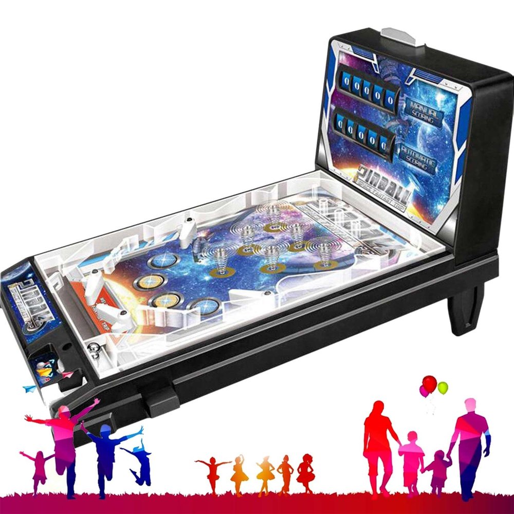 HALFS Electronic Pinball Game Easy Carry Pinball Toy Mini Super Pinball Toys with Light Music and Scoreboard for Kids and Adults Parent Child Interactive Portable Pinball Toy