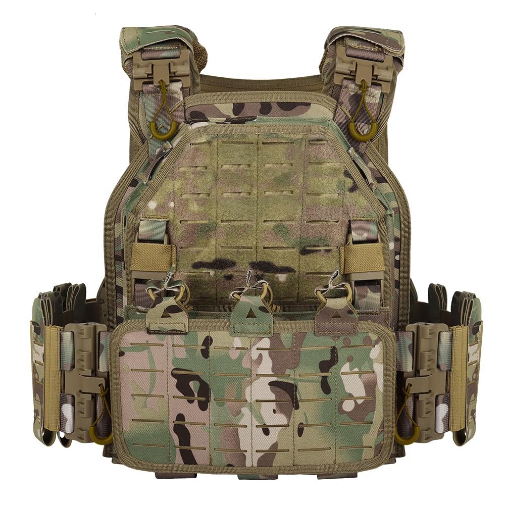 vAv YAKEDA Quick Release Tactical Laser-Cutting Vest Multicam Lightweight Vest (US, Alpha, One Size, Regular, Regular, CP)