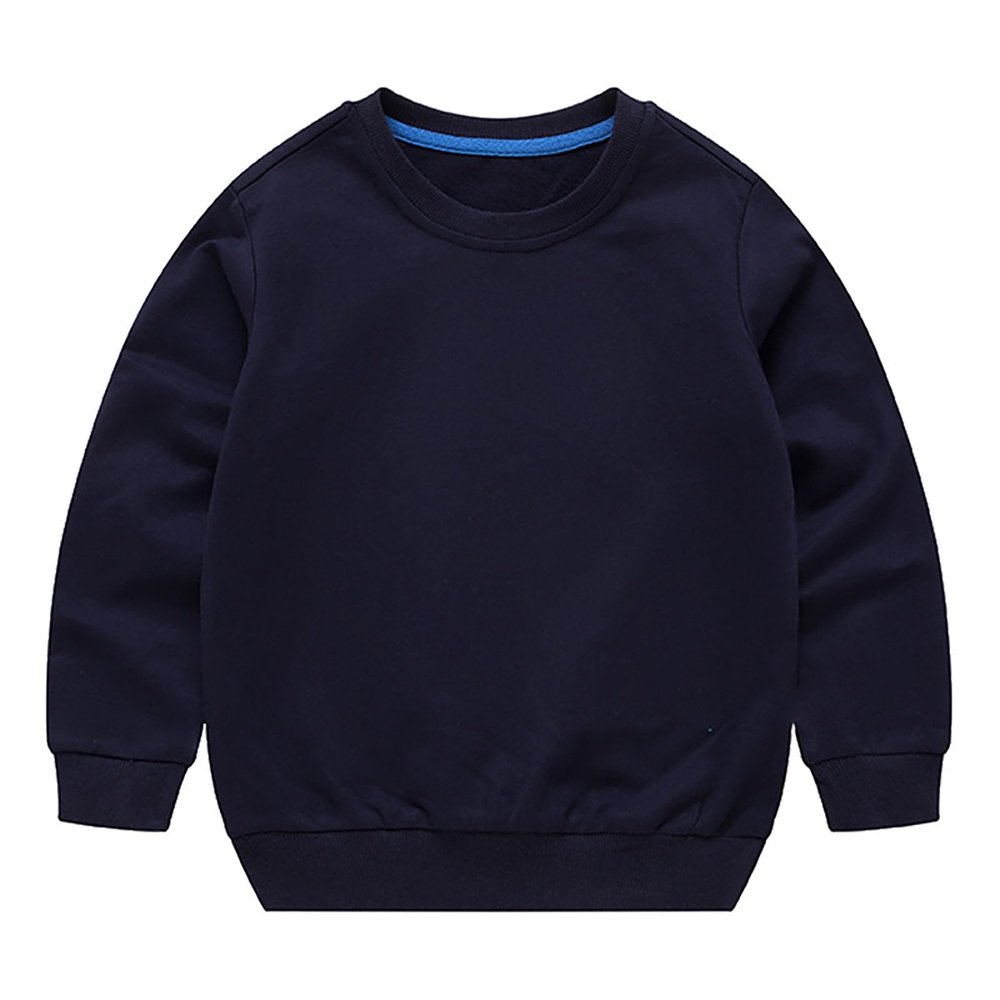 Boys Girls Sweatshirts Kids Toddler Solid Long Sleeve Pullover Crewneck Tops Shirts Fall Winter (Black, 3-4 Years)