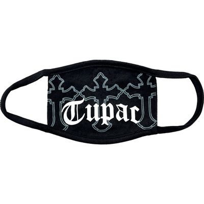 Men's Tupac Logo & Crosses Face Mask Black