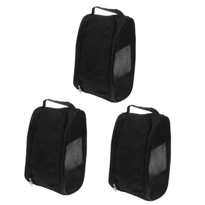 Amosfun 3pcs Handheld Portable Shoes Storage Bag Durable Zipper Design Pouch for Sneakers and Boots Multipurpose Organizer for Travel and Closet Black