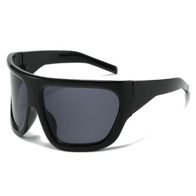 2023 Fashion Oversized Mask Shield Y2K Sunglasses For Women Vintage Square Large One Piece Sun Glasses Female Sexy Shades (Black)
