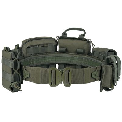 YAKEDA Tactical Battle Belts 8-in-1 Molle Hunting Belt Fishing Game Belt with Pouches for Comfort & Reliability (Green)