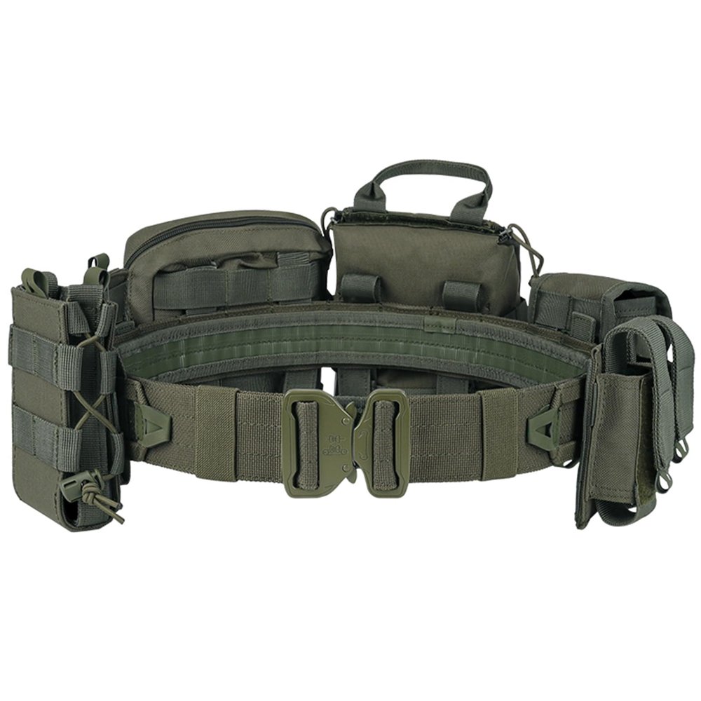 YAKEDA Tactical Battle Belts 8-in-1 Molle Hunting Belt Fishing Game Belt with Pouches for Comfort & Reliability (Green)