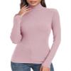 PALINDA Women's Ribbed Turtleneck Fitted Long Sleeve Shirts Basic Thermal Layering Tops(Pink M) view 2