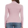 PALINDA Women's Ribbed Turtleneck Fitted Long Sleeve Shirts Basic Thermal Layering Tops(Pink M) view 4
