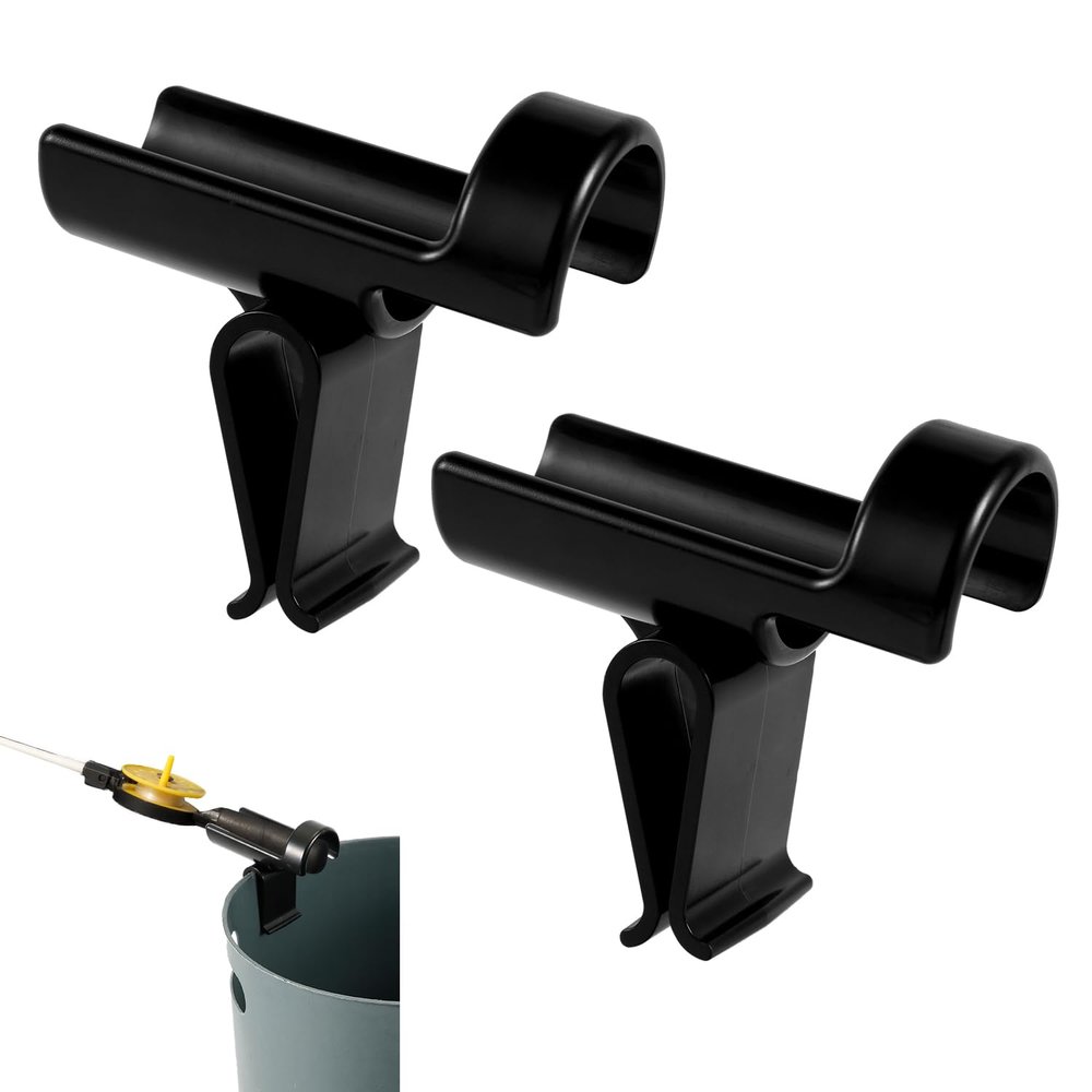 2pcs Bucket Fishing Rod Holders, Ice Fishing Pole Holders Reliable Bucket Rod Holder for Fishing Bucket Rod Rack for Almost Any Ice Rods on Your Bucket(Black)