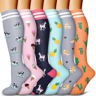 6 Pack Copper Compression Socks for Women and Men Circulation-Best Support for Medical,Running,Nursing,Athletic