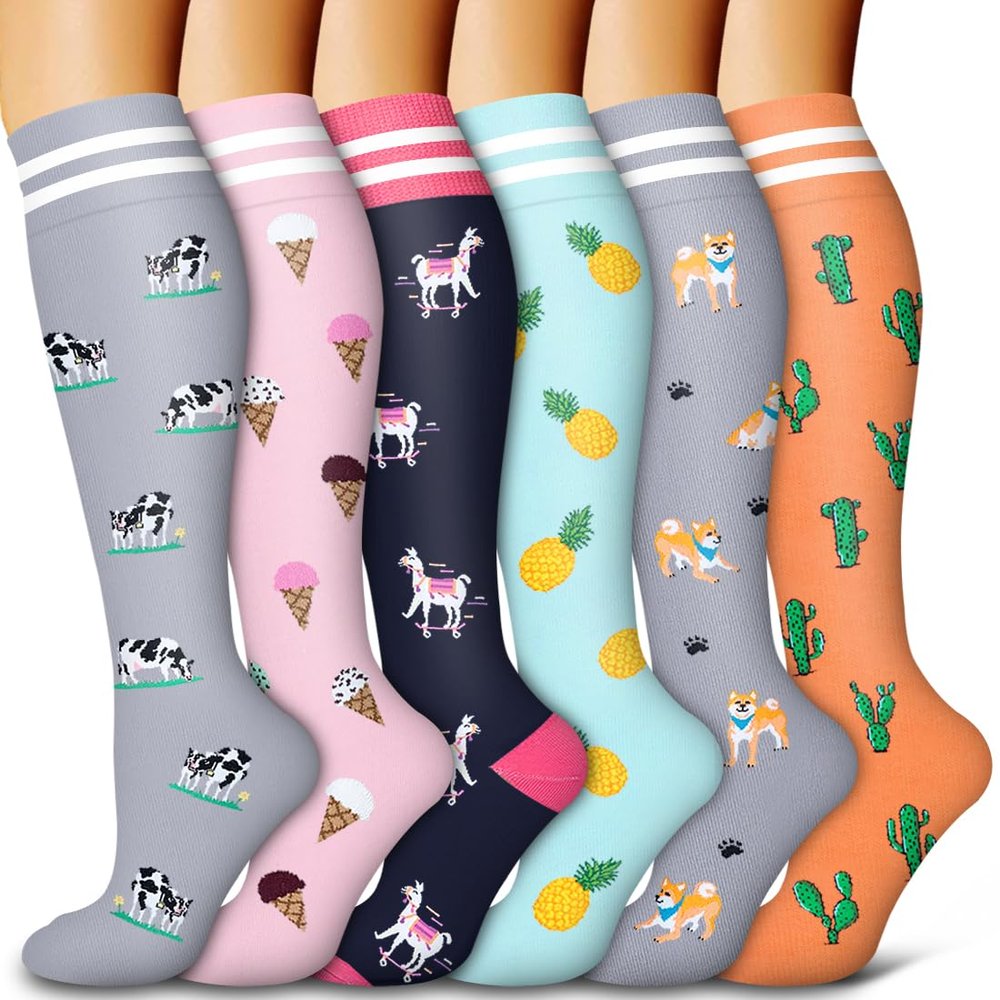 6 Pack Copper Compression Socks for Women and Men Circulation-Best Support for Medical,Running,Nursing,Athletic