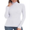 PALINDA Women's Ribbed Turtleneck Fitted Long Sleeve Shirts Basic Thermal Layering Tops(White XL) view 2