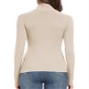 PALINDA Women's Ribbed Turtleneck Fitted Long Sleeve Shirts Basic Thermal Layering Tops(Beige S) view 4